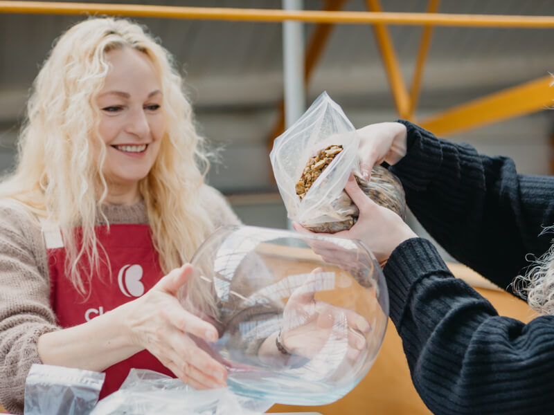 Woman holding a terrarium bowl